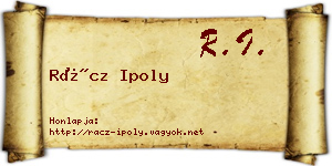 Rácz Ipoly névjegykártya